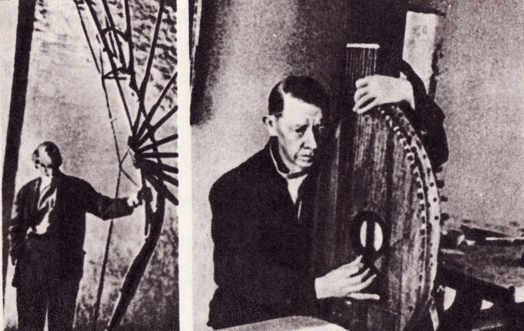 В.Е. Татлин с крылом "Летатлина" в мастерской Новодевичьего монастыря, 1932 и В.Е. Татлин с бандурой, 1940-е