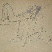 Лежащая девочка. Наброски, 1945
