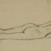 Лежащая девочка. Набросок, 1945