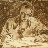 За работой (сын Вадим), 1960